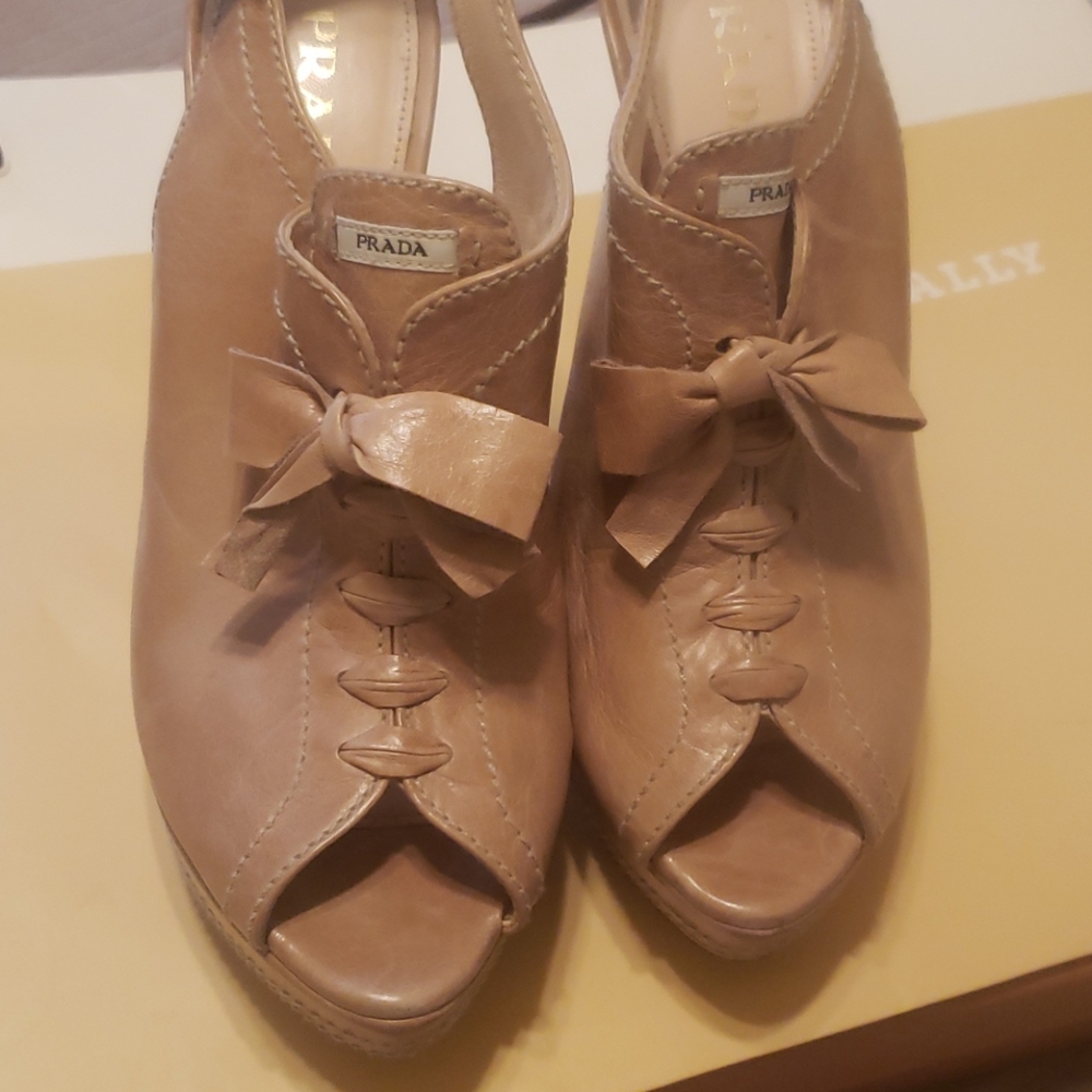Prada Tan Leather Heels